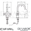 Cifial 31003TX.U Texa Mono Basin Mixer Dimensions